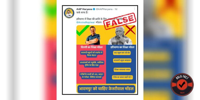 ના, હરિયાણામાં 105 શાળાઓ બંધ કરવામાં આવી નથી, આમ આદમી પાર્ટીનો દાવો ખોટો