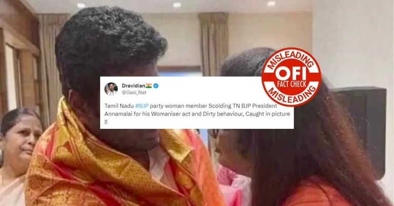 ના, આ મહિલા અન્નામલાઈને ઠપકો આપી રહી ન હતી પરંતુ તેમને શાલ અર્પણ કરીને અભિવાદન અને આદર બતાવી રહી હતી.